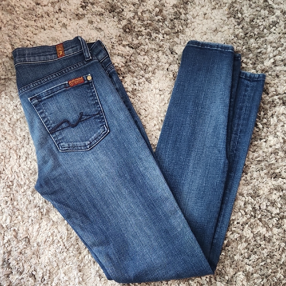 7 For All Mankind Women's Dark Blue Skinny Jeans